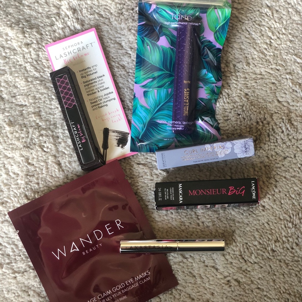 Mascara, brow gel & under eye mask sample lot